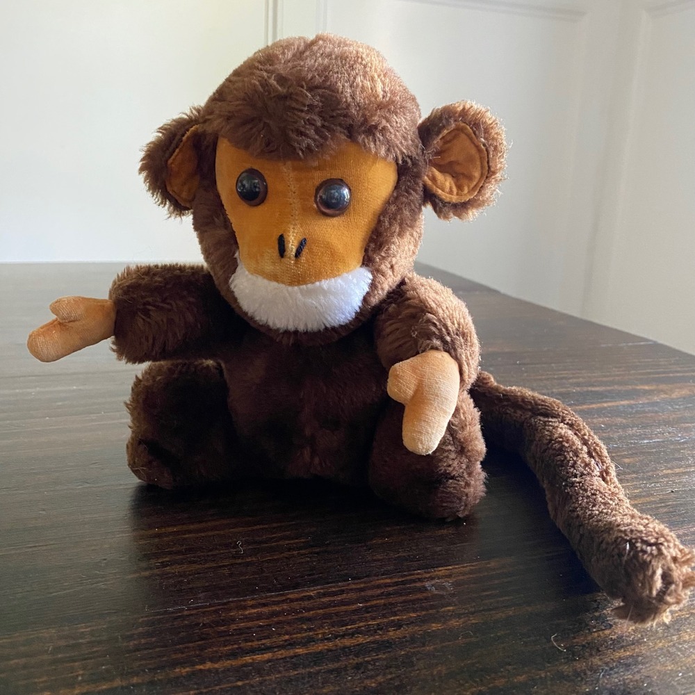 Dakin Stuffed Monkey 8" Plush Toy Vintage 1973‎ Brown gorilla ape Animal Korea